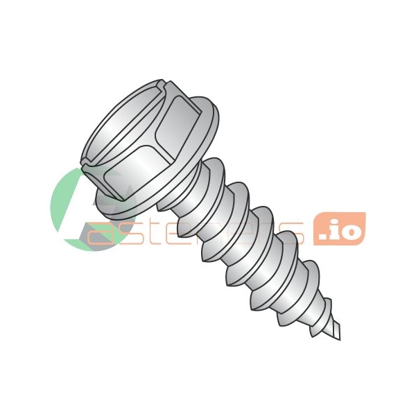 Newport Fasteners Sheet Metal Screw, #10 x 1-3/4 in, 18-8 Stainless Steel Hex Head Slotted Drive, 1000 PK 799555 - main